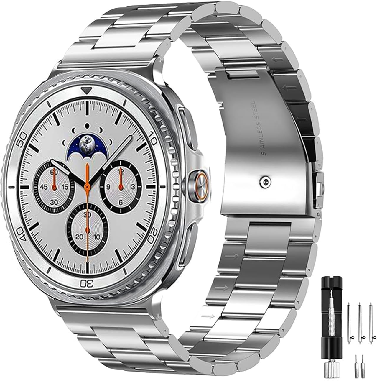 Metal Bands for Galaxy Watch 8 Classic Band 46mm/Samung Galaxy Watch 8 40mm/44mm 2025, One Click No Gap Business Stainless Steel Wristband Replacement Strap for Men Women - Image 9