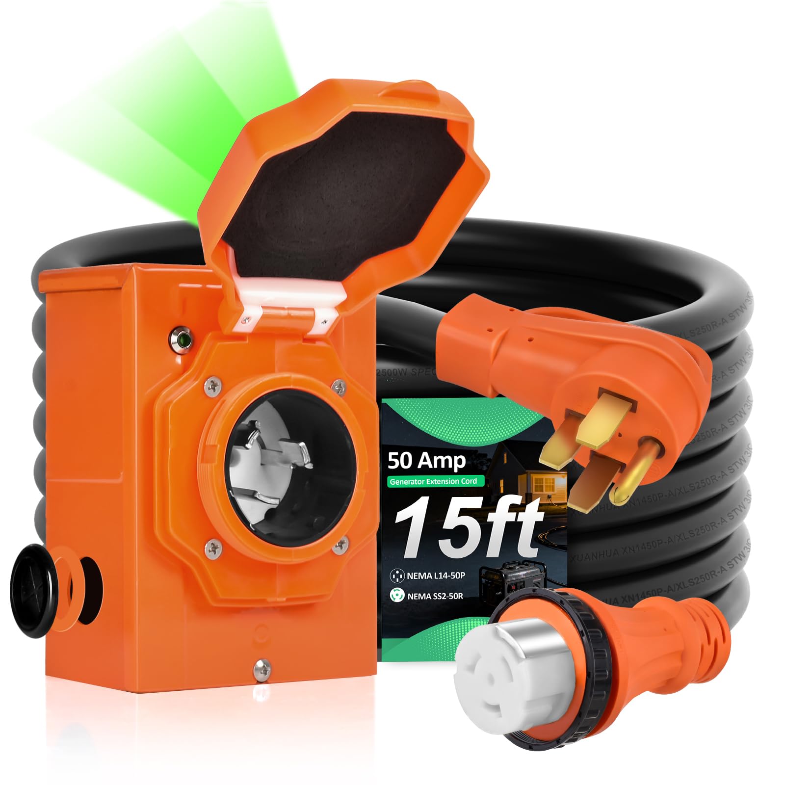 Amazon.com: H HZXVOGEN 50 Amp Generator Cord and Power Inlet Box