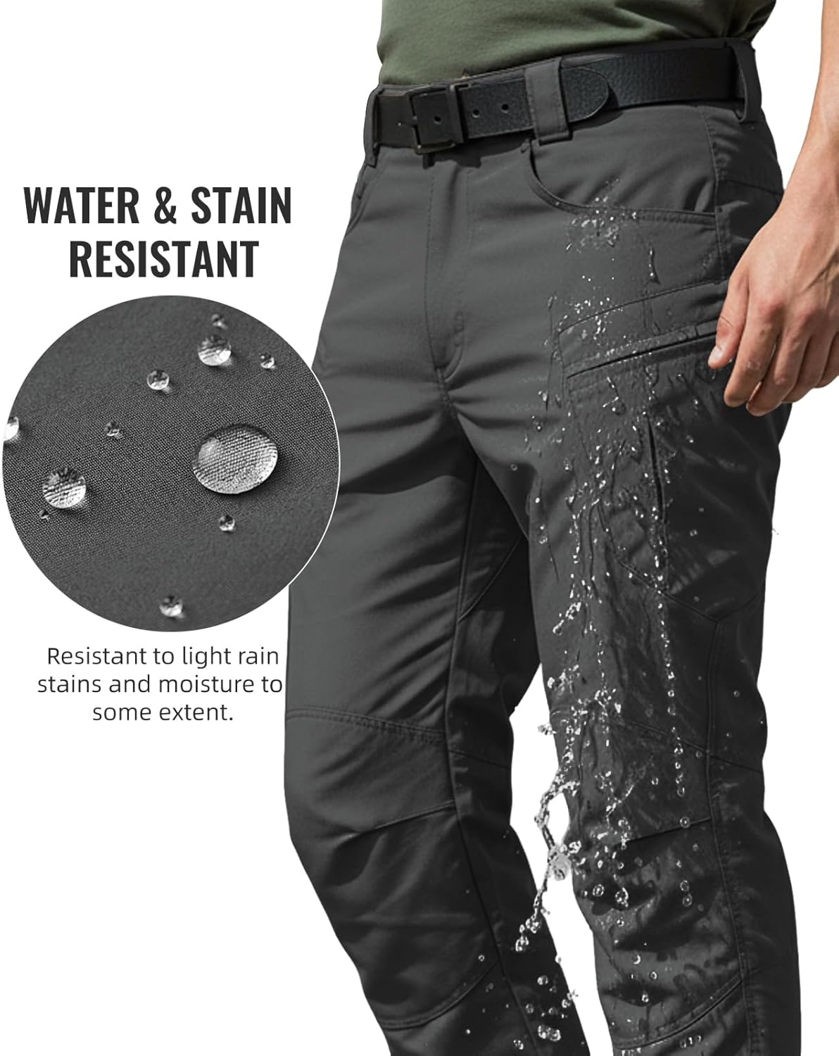 Men's Stretch Tactical Pants Waterproof Ripstop Fabric Cargo Pants Lightweight Casual Hiking Outdoor Work Pants (No Belt) - Image 7