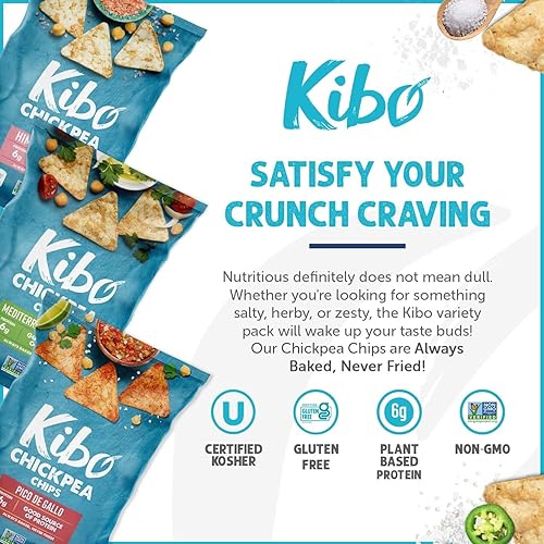Miniatura 4 de Kibo - Papas fritas de garbanzos, con alto contenido de proteínasfibra, a base de plantas, certificado sin gluten ni OMG, vegano, kosher, paquete