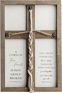 A Cord of Three Strands Wedding Ceremony Sign Trinity Braid Cross for Marriage Unity Symbolic Rope, 15×10in, Ideal for Wedding, Christian Marriage, Anniversary & Home Décor(Warm Wood)