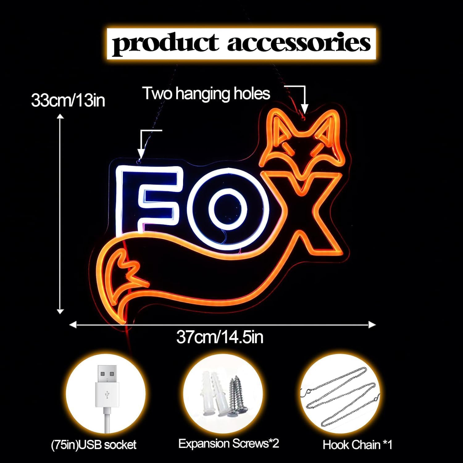 Cute Fox LED Neon Light, Animal Neon Sign for Kids Room Decor Party Birthday Gifts，Fox Gifts for Animal Lovers - Image 7