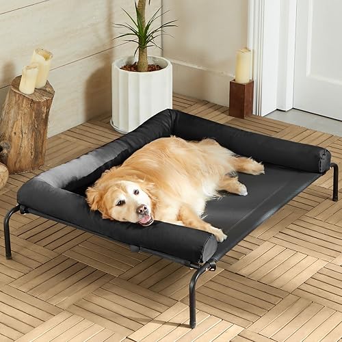 Miniatura 11 de Cama elevada refrescante para perros grandes – Cuna elevada impermeable con reposacabezas inclinado, malla Teslin transpirable, cama duradera y