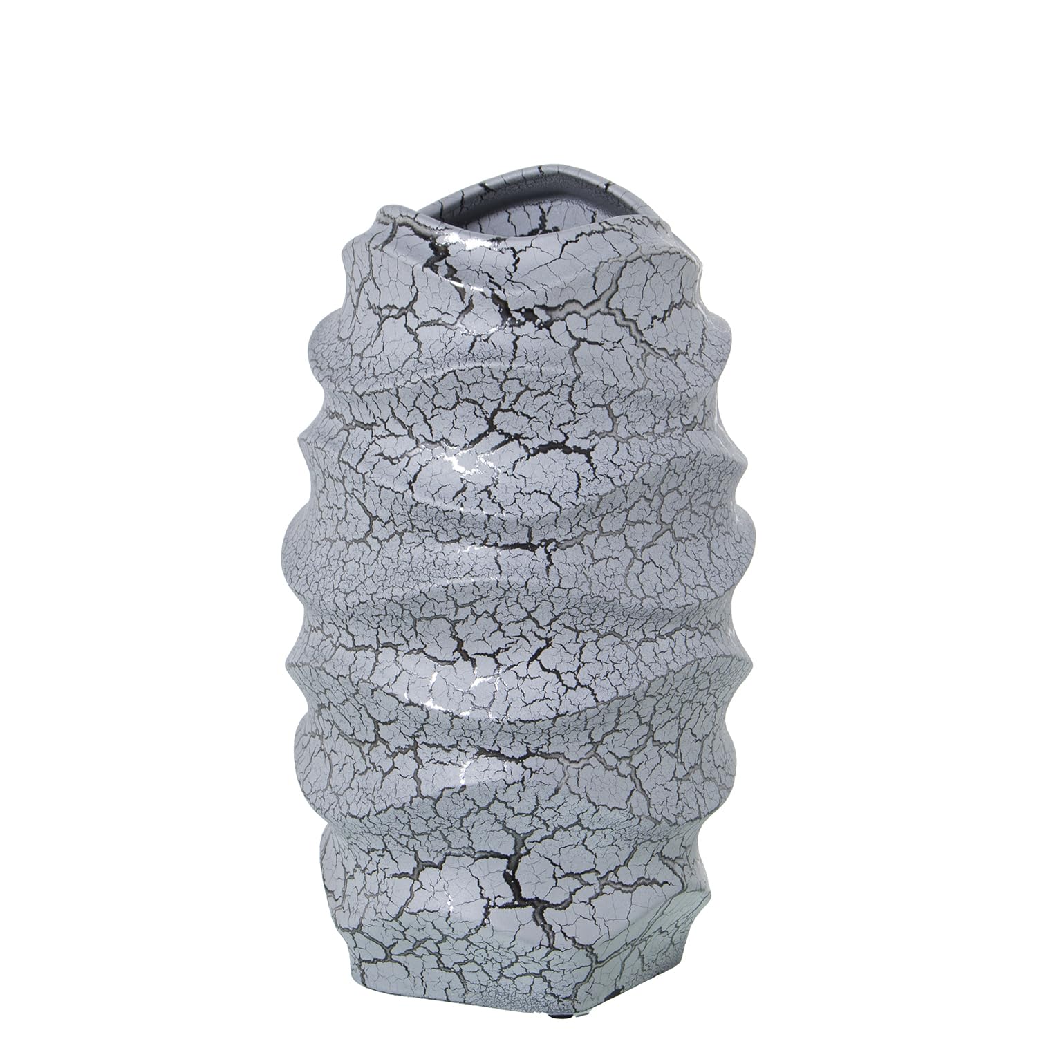Vase de table gris craquelé idéal pour illuminer votre salon moderne