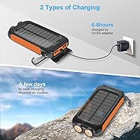 Vista 3 de Cargador portátil de energía solar de 20000 mAh con puerto de salida USB-A y USB-C 5V3A, paquete de batería compatible con iPhone, Samsung, iPad