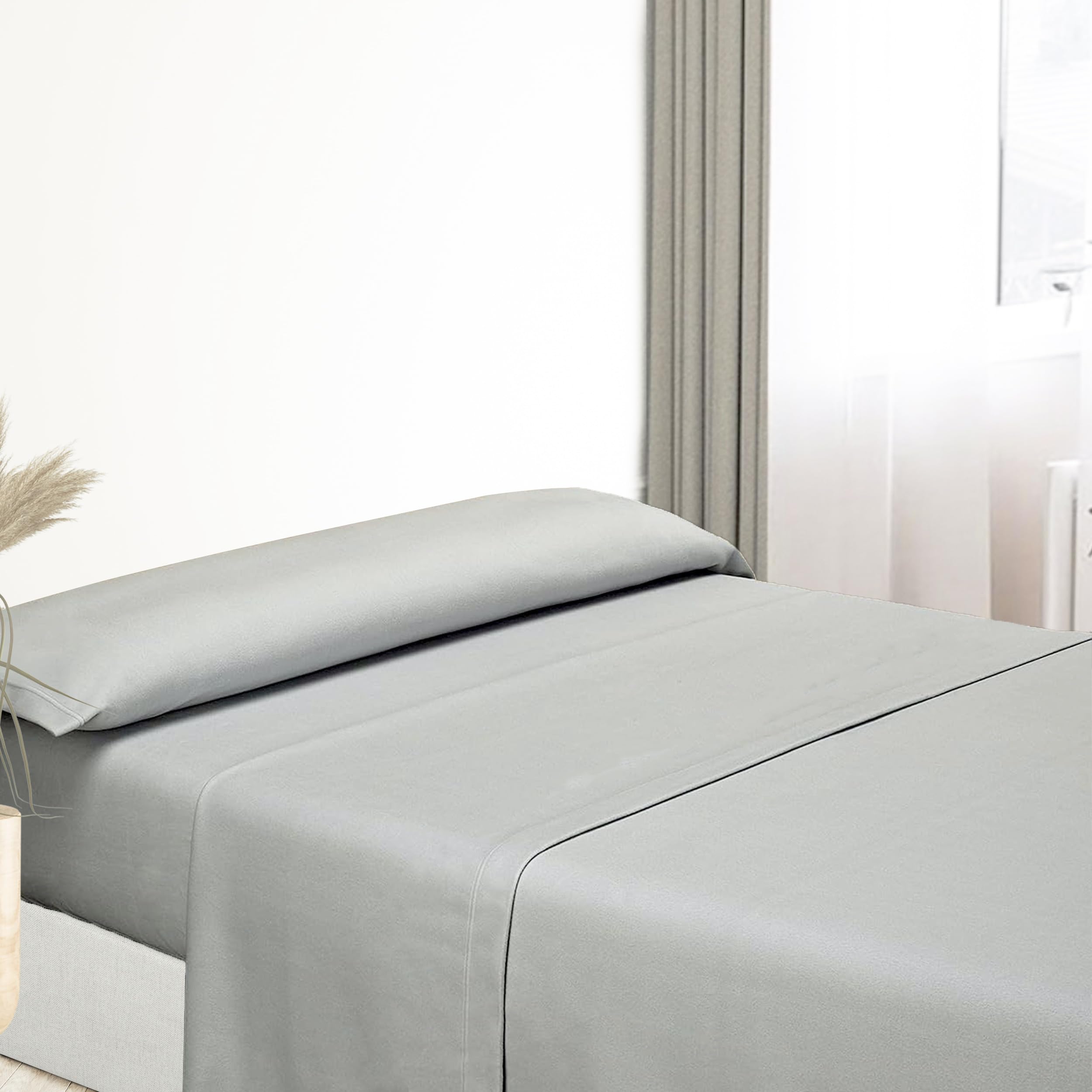 DALINA Textil - Juego de Sábanas Pirineo 3 Piezas para Cama de 90 - Sábana Polar para Invierno Cama Individual, Bajera Ajustable 90x190x25cm, Encimera 165x260cm y 1 Funda Almohada 45x110cm,Gris