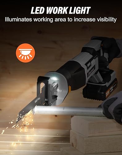 Miniatura 8 de AVID POWER Sierra recíproca, sierra recíproca inalámbrica de 20 V con dos baterías de 2.0 Ah y cargador, 6 hojas de sierra, velocidad variable,