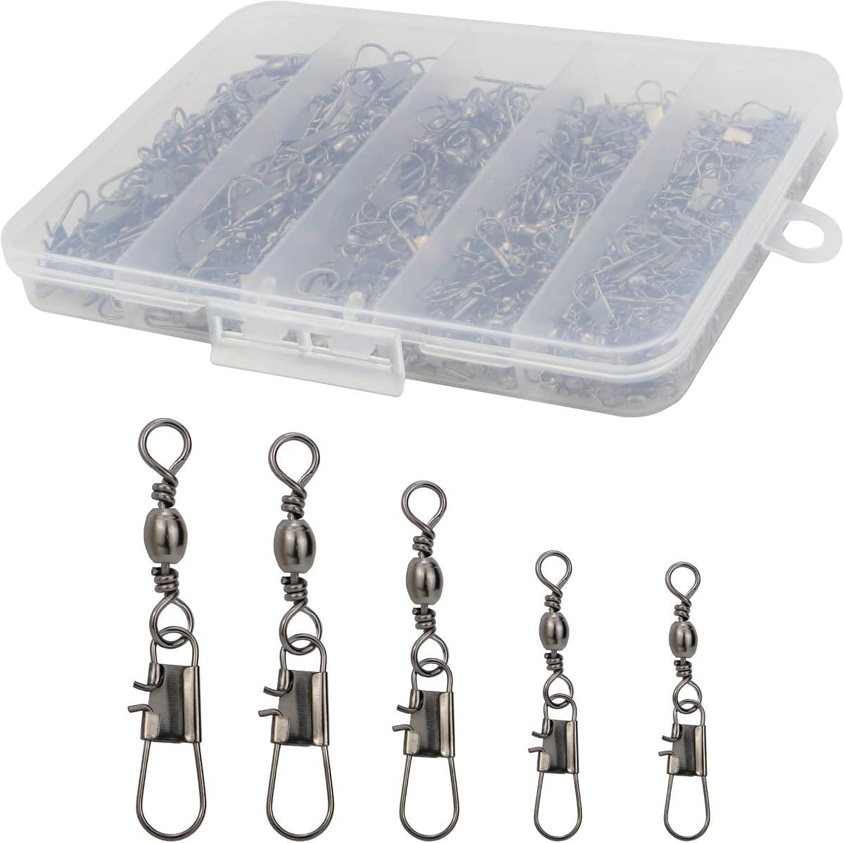 Giratorios de pesca Giratorios a presión 210 piezas Giratorios de barril con broches, Giratorios de pesca Conector a presión de agua dulce y salada