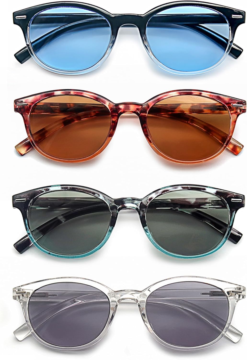 Reading Sunglasses Womens Round Readers Sunglasses +2.25 for Small Head/Petite Face Sun Readers Lightweight&Comfortable Fit 4 Pack - Image 2