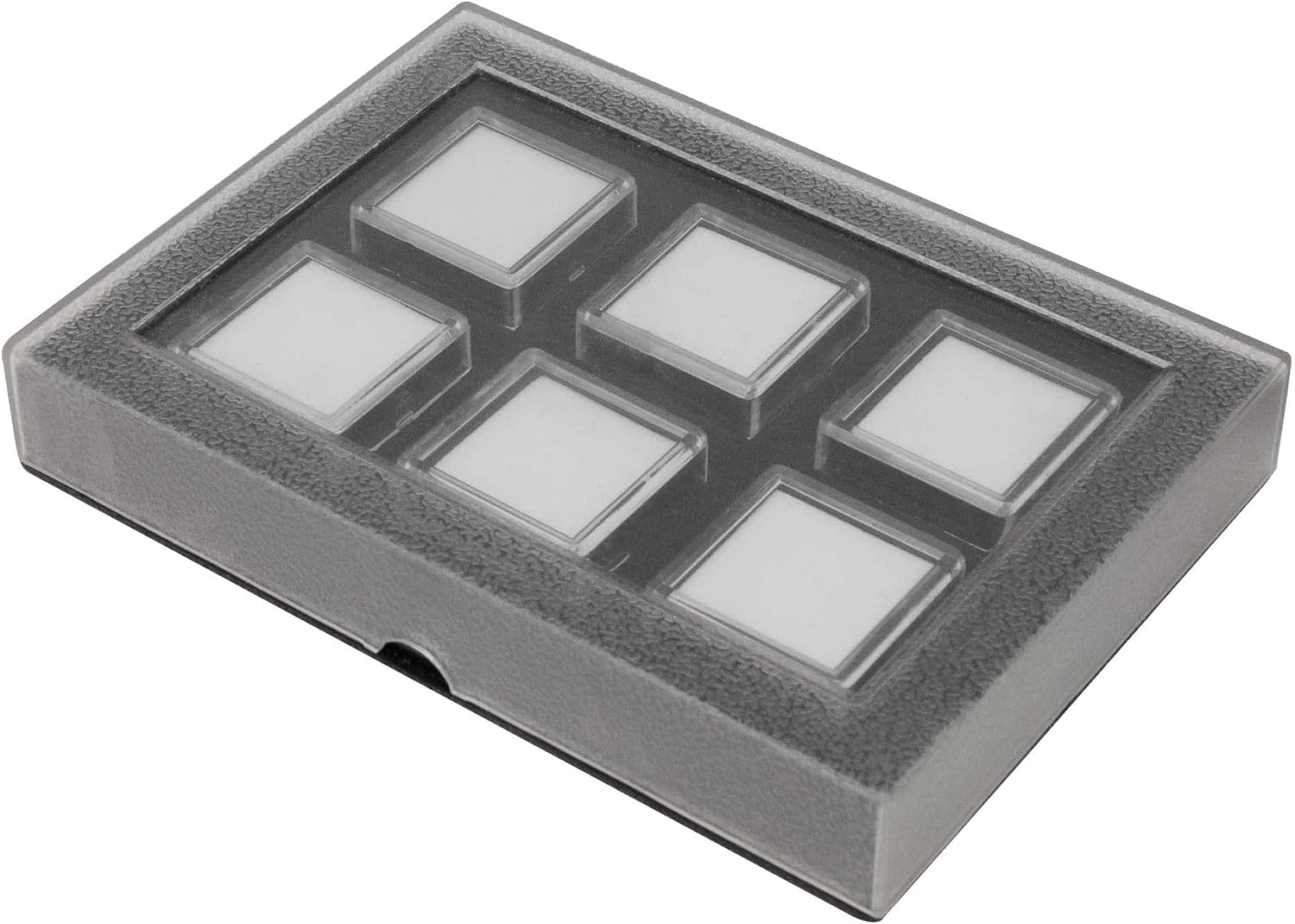 PMC Supplies LLC Plastic Gem Tray w/ 6 25 MM Compartments Storage Container Jewelry Bead Small Gemstone Findings Watch Battery Organizer