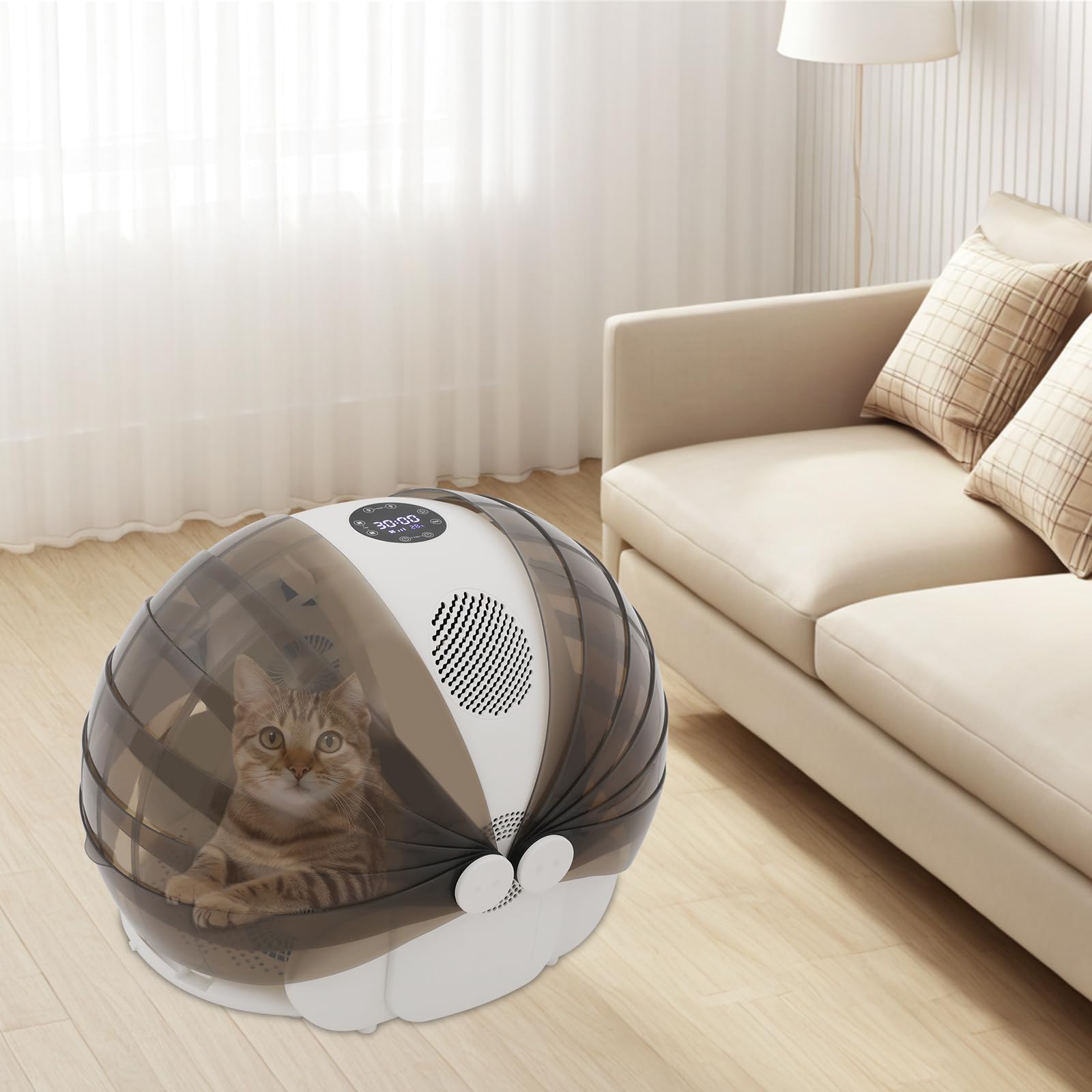 BAIODNB Foldable Smart Pet Dryer Box, 1000W Automatic Pet Dryer Small Dog Drying Box with 8 Fan 4 Speed, Cat Hair Blow 360° Ultra Quiet Drying Machine for Cats & Dogs(Grey)