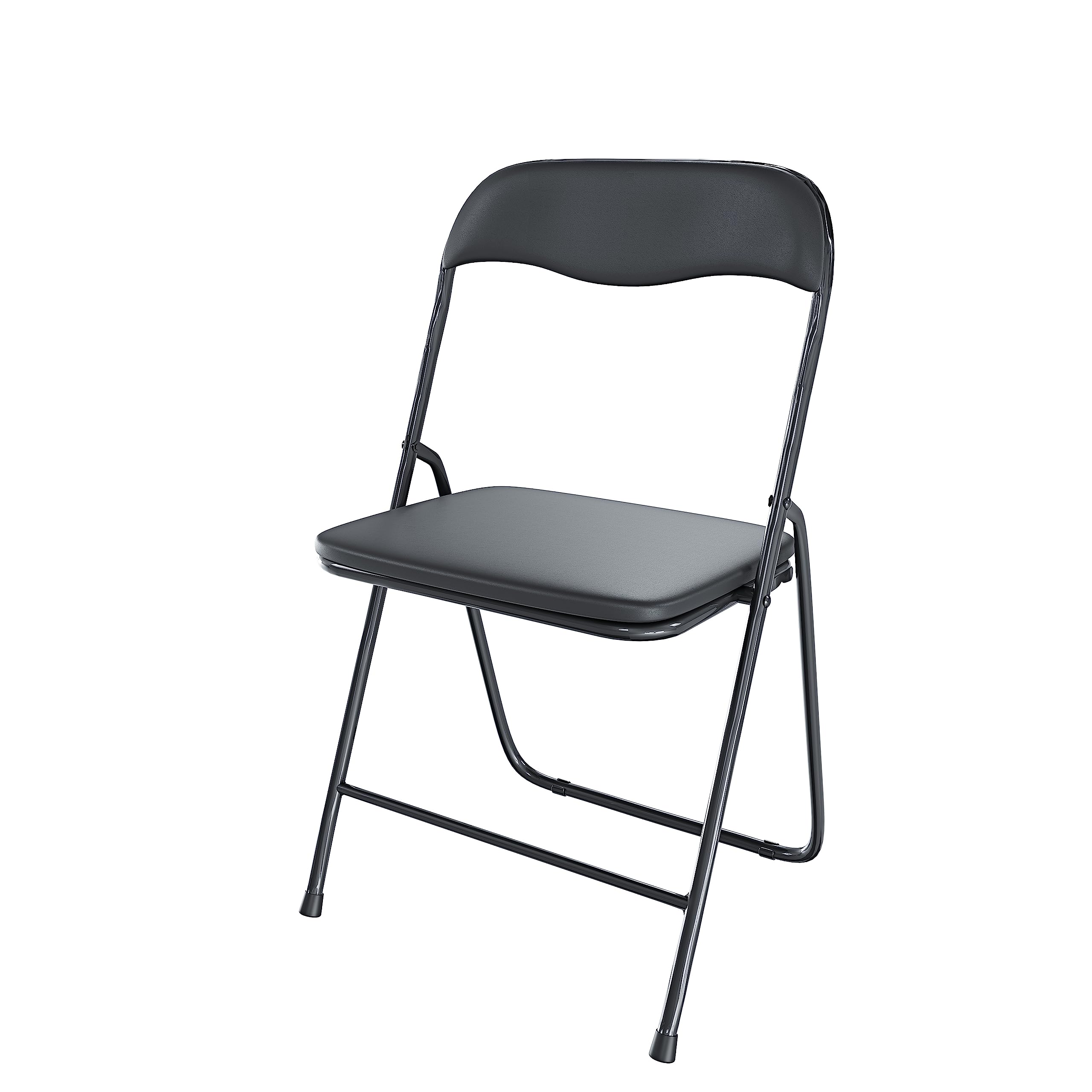 Arreditaly Set da 6 Sedia Pieghevole Slim Opaca in Metallo Sedie Salvaspazio per Ufficio Casa Campeggio Salotto Cucina In Ecopelle con Comoda Seduta Imbottita 78 x 44 x 44 cm (Black)
