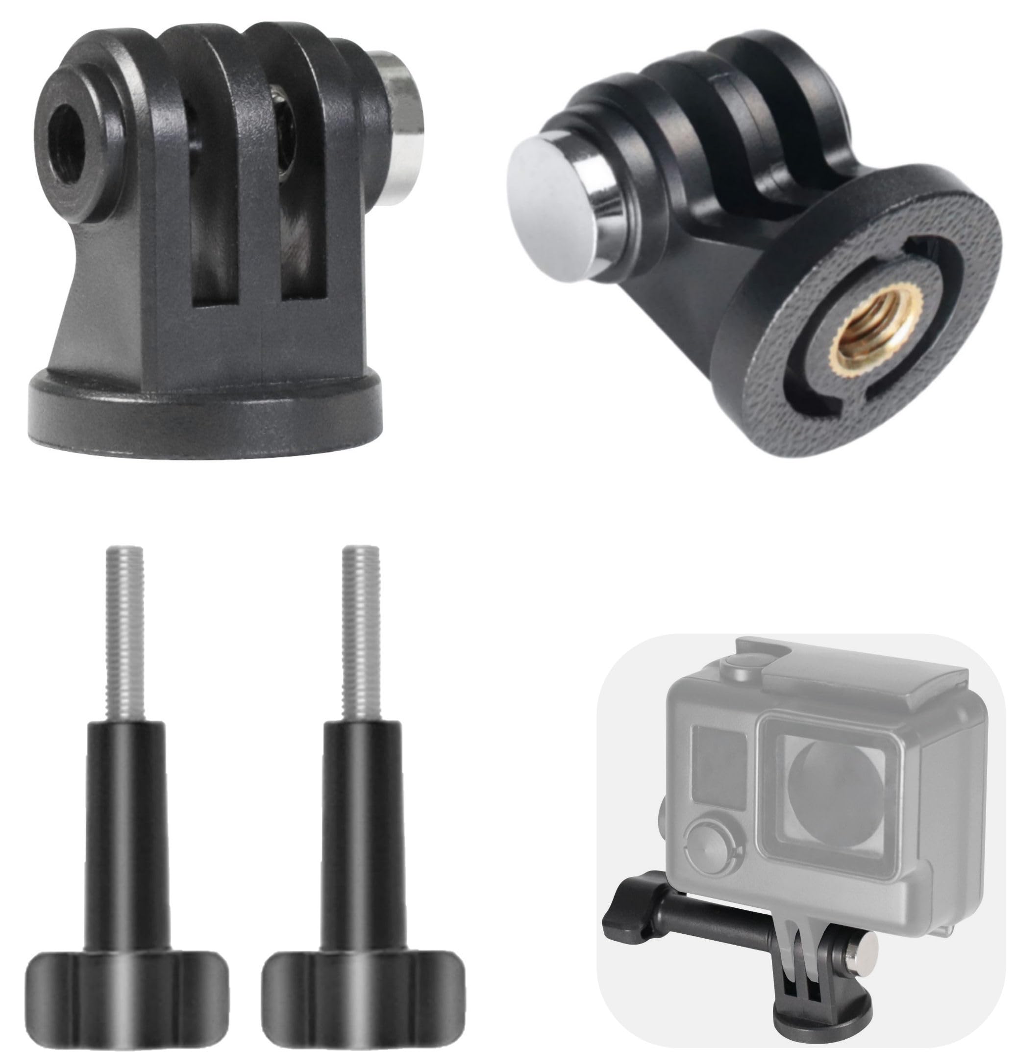 ウェアラブルカメラ トライポッド アダプタ モノポッド マウント変換 アダプター 一脚 三脚 セルカ棒 自撮り棒 スタンド ホルダー 雲台 取り付け 1/4” メス → GP規格 互換マウント 対応 アクションカム コンバーター アダプタ ＆ ネジ etc. (WDL-MINI)