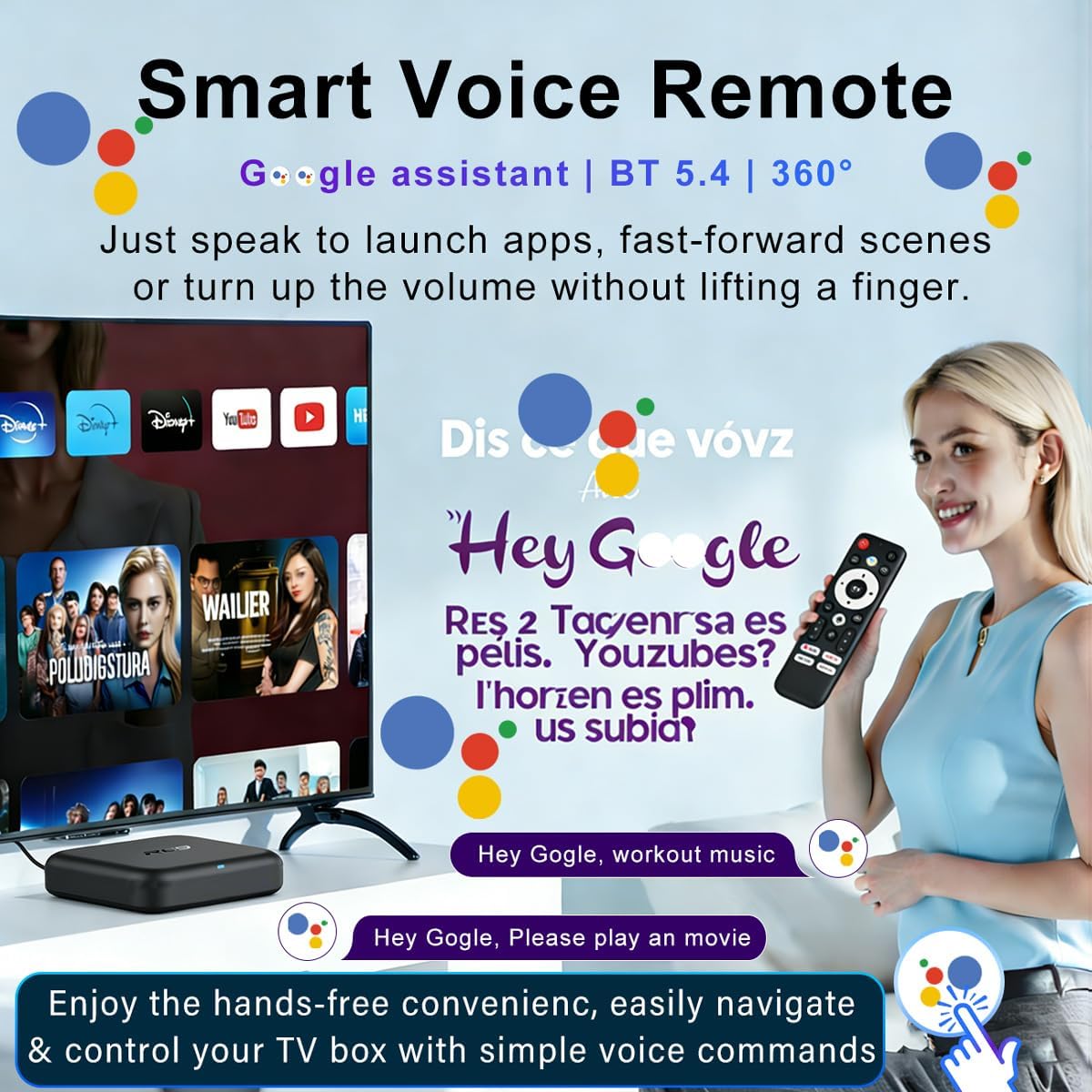 Android TV Box 2026 LEFFOT 4K Ultra HD Streaming Device for TV with Voice Remote, 2GB RAM +16GB ROM, WiFi 6 2.4G/5G, BT 5.0, HD 2.0b Output, Smart TV Box for Home