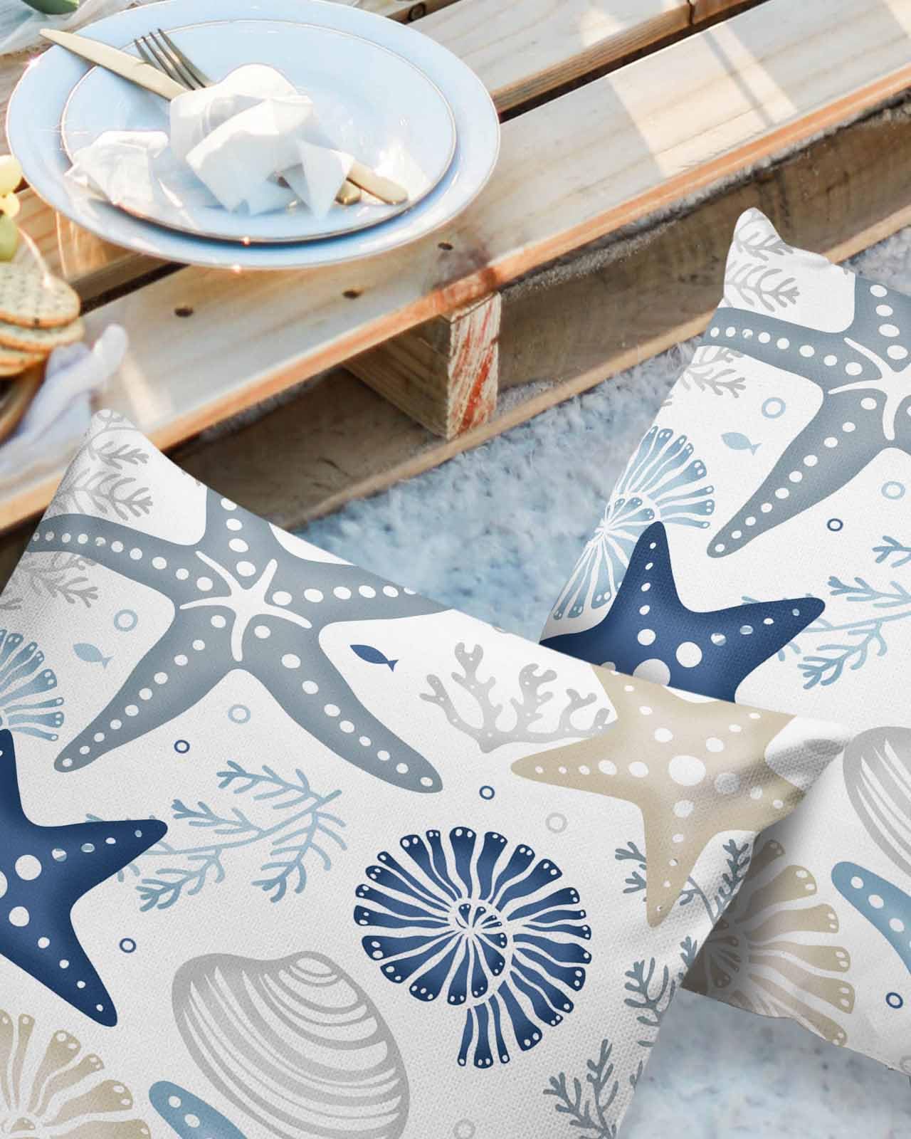 Outdoor Pillows Waterproof Pillow Covers Set of 2 Ocean Theme Polyester Throw Pillow Covers Garden Cushion Case for Patio Funiture Sofa Decoration 20x20inch Cartoon Underwater Ocean Landscape