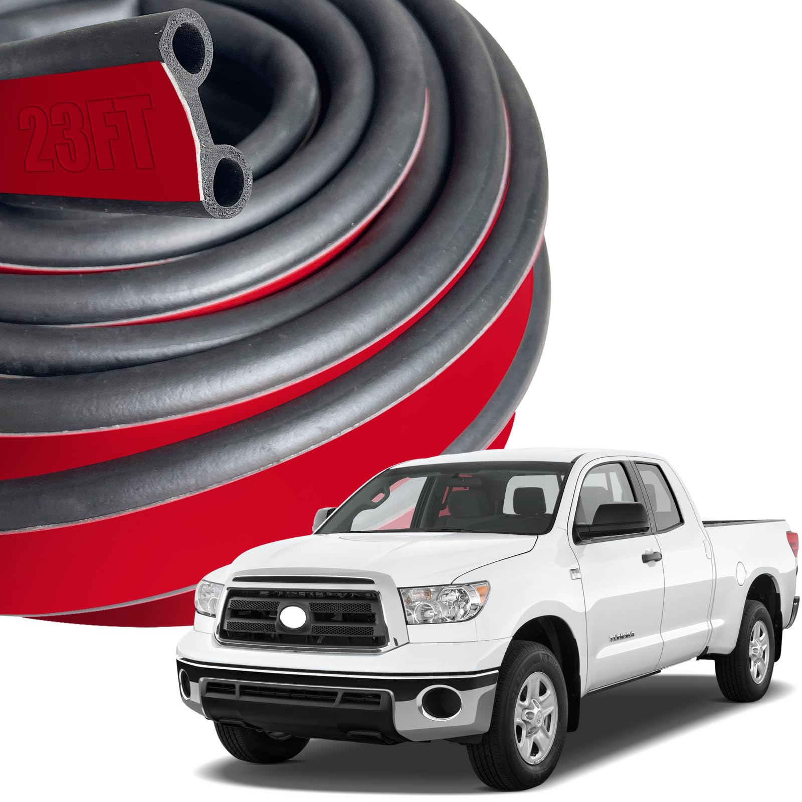 23FT Rubber Weather Seal,Adhesive Tailgate Seal,Weather Seal Strip for Pickup Cap,Truck Tonneau Cover Seal,Camper Shell Accessories for Pickups/Trunk Cap/Car(EPDM Black-7M,1PC)