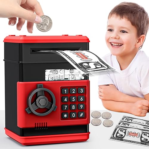 Miniatura 8 de MAGIBX - Alcancía de juguete para niñas de 6-12 años, caja para ahorrar de dinero, regalos de cumpleaños de Navidad para adolescentes, máquina Rosa