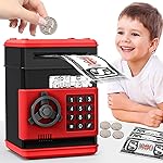 Kids Toys for 5-7 & 6-8 Year Olds - Mini Piggy Banks ATM Machine for Boys & Girls - Perfect Christmas & Birthday Gifts for 6 7 8 Year Old Boy, Black Red