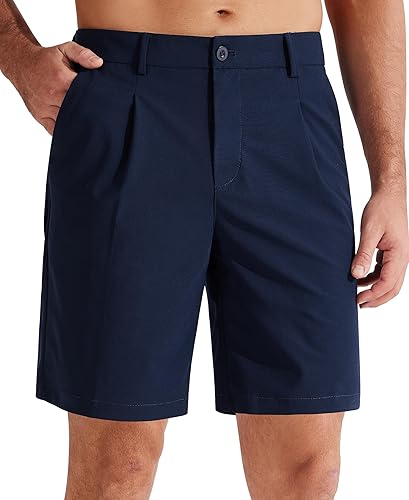 Libin Pantalones cortos de golf para hombre, estilo casual, plisados, delanteros, de 7 pulgadas, 9 pulgadas, elásticos, cómodos durante todo el día