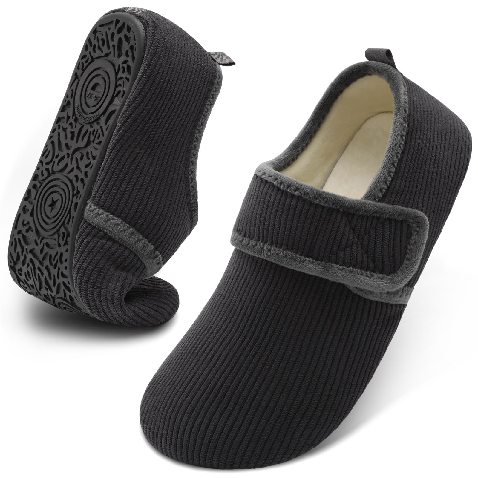 JOINFREE House Slippers for Women Men Cozy Slip On Bedroom Shoes Wide Barefoot Slipper Socks for Indoor Home