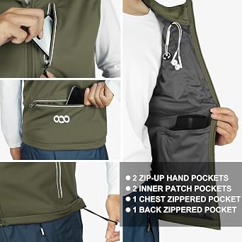 33,000ft Men's Windproof Lightweight Golf Vest Outerwear Sleeveless Jacket