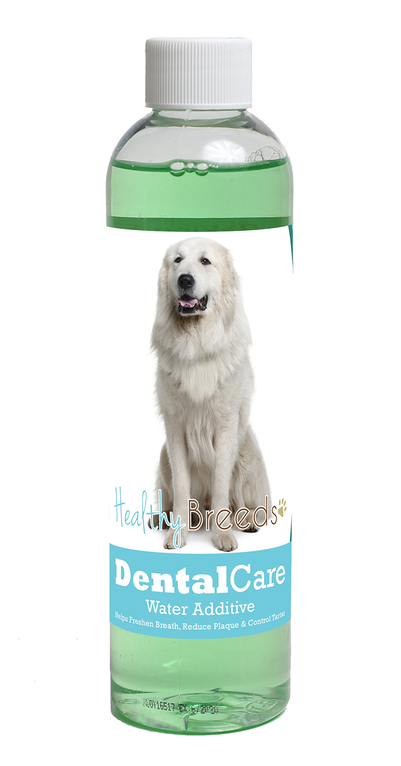 Healthy Breeds Dog Dental Care Water Additive for Great Pyrenees - Helps Freshen Breath, Reduce Plaque &amp; Control Tartar - Mint Flavor - 8 oz