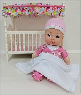 Baby’s First Canopy Crib, Comes with Toy Doll, Lifelike Features, Machine Washable, For Ages 1+,Pink