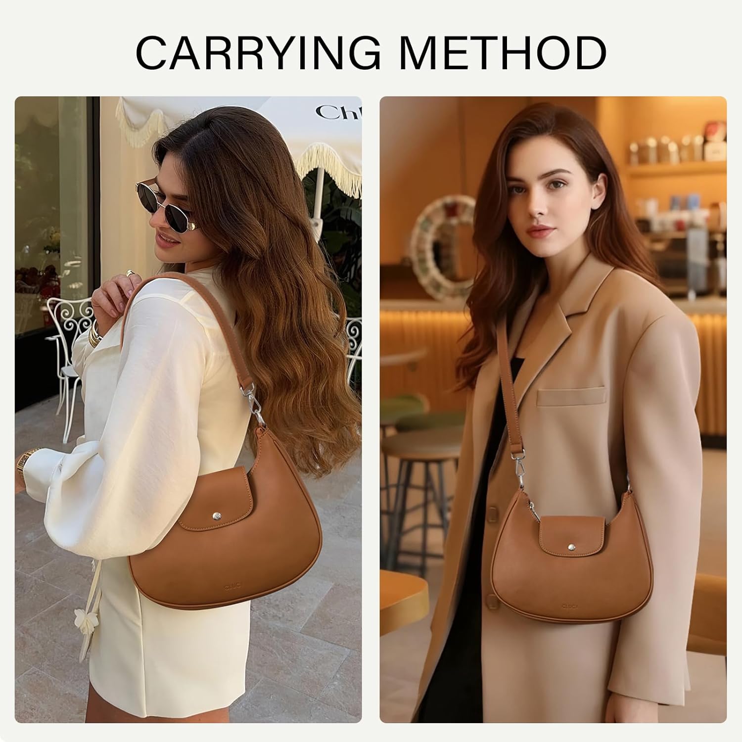 CLUCI Shoulder Bag for Women, RFID Blocking Purse Vegan Leather Hobo Handbags with Adjustable Strap Anti Theft Crossbody Bag - Image 2