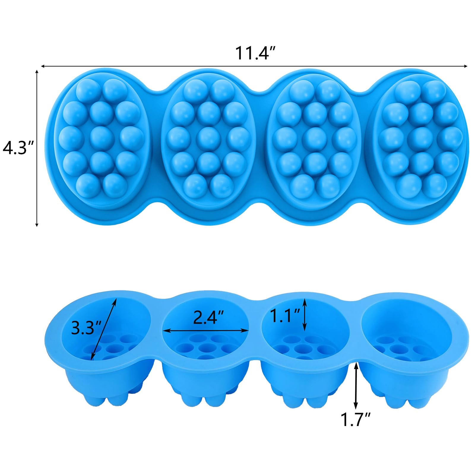 Hedume Pack de 4 moldes de silicona para masaje, SJ 4 cavidades de silicona de masaje, antiadherentes y sin BPA, moldes de jabón hechos a mano para hacer jabones