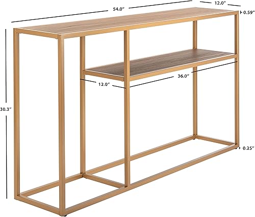 Miniatura 3 de Safavieh Inicio Octavia Mesa consola moderna de nogal y oro Nogal / Oro,Multi / dorado