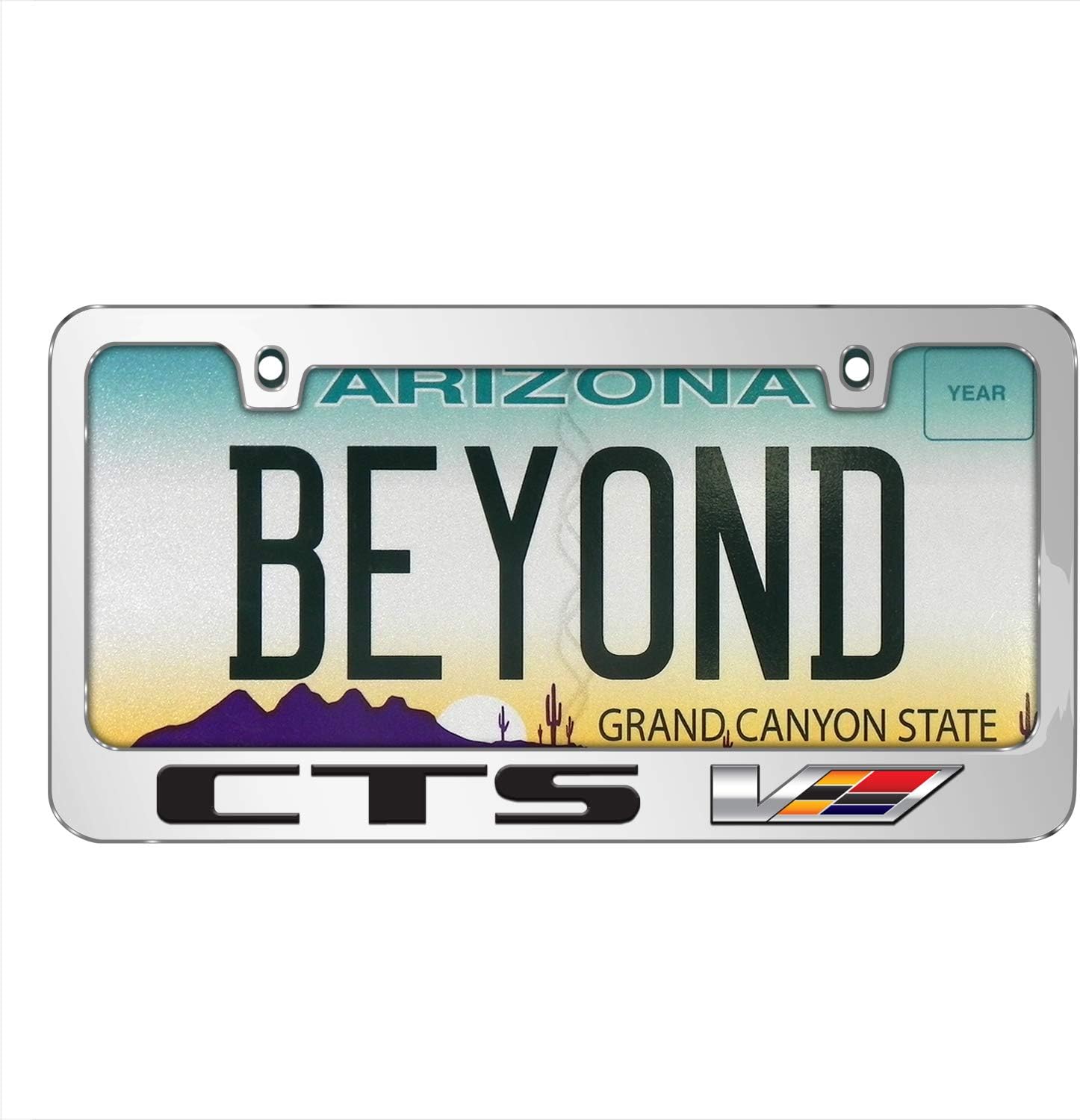 iPick Image for Cadillac CTS-V in 3D on Mirror Chrome Metal License Plate Frame - Official Licensed