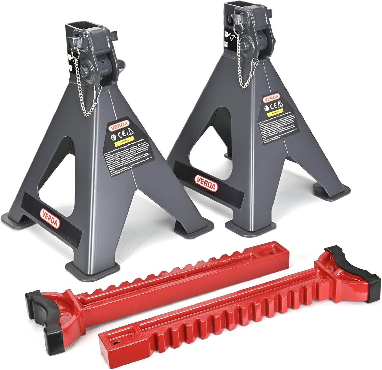Lot de 2 chandelles de Levage renforcées 6T, Hauteur réglable 410–600 mm, avec goupille de sécurité, Supports en Acier pour Voiture, Atelier, Changement de pneus, Usage Professionnel