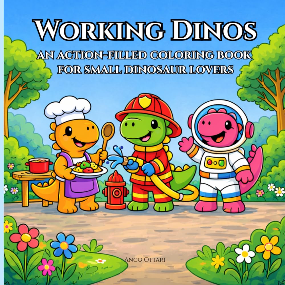 Working dinos: an action-filled coloring book for small dinosaur lovers
