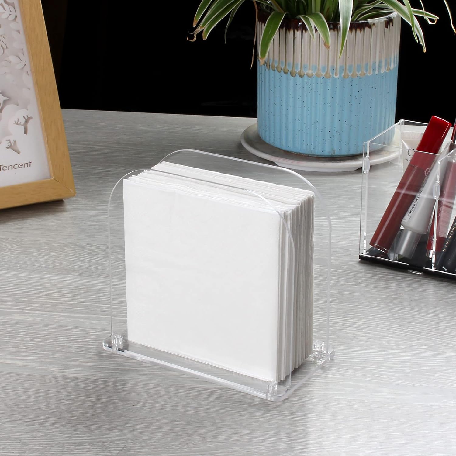 Yes!Fresh Napkin Holder Clear 2-Count Set,Upright Windproof Napkin Holders for Kitchen,Assembly Home Déco Acrylic Tissue Dispenser for Dinner Kitchen(Clear)