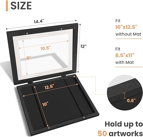 Miniatura 6 de upsimples Paquete de 2 marcos de arte para niños de 10 x 12.5 pulgadas, apertura frontal de 8.5 x 11 pulgadas, para exhibición de obras de arte y