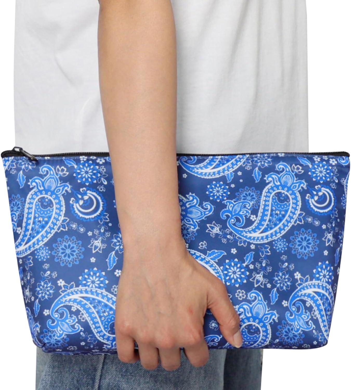 American Mahjong Empty Bag - Dark Blue Printed Mahjong Tiles Bag (13x7 Inches,Only Case)