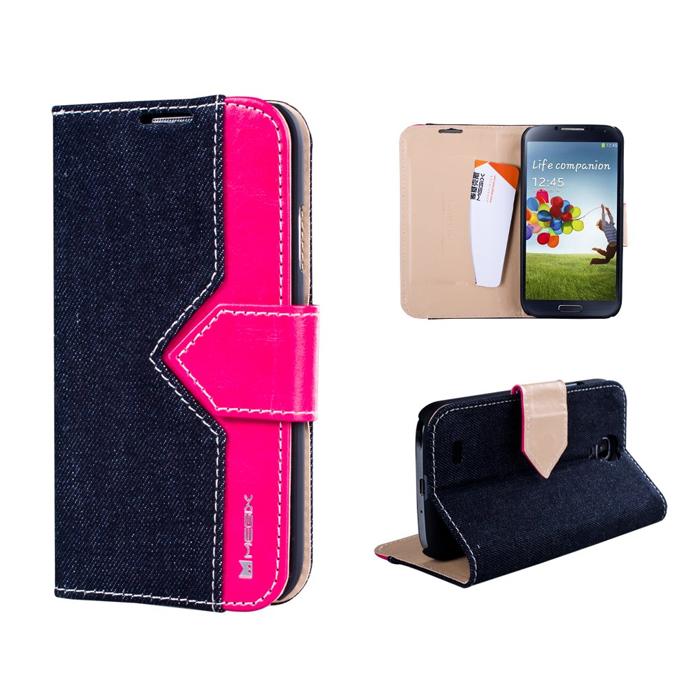 Megix TechnologyPremium CEO-Jeans Series Leather Case with Screen Protector for Galaxy S4 - Retail Packaging - Black/Red