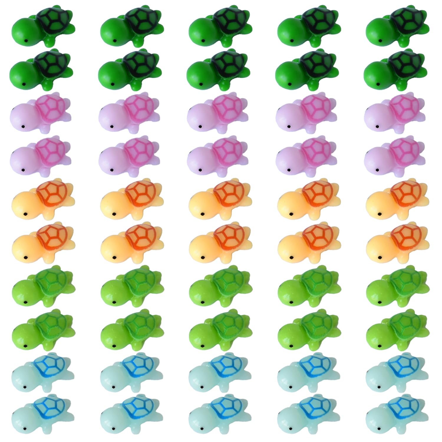 50 Kleine Schildkröten-Figuren Aus Kunstharz – Mehrfarbig, Je 2,1x1,1cm, Für Deko, Basteln, Feengarten