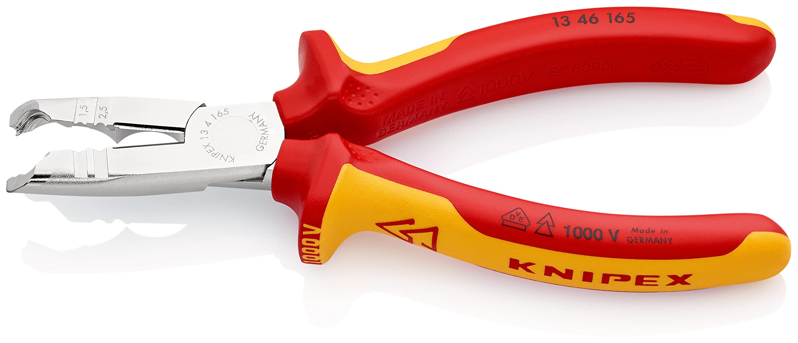 KNIPEX Pince à dégainer sur carte LS chromée isolées par gaines bi-matière, certifiées VDE 165 mm, 13 46 165 SB