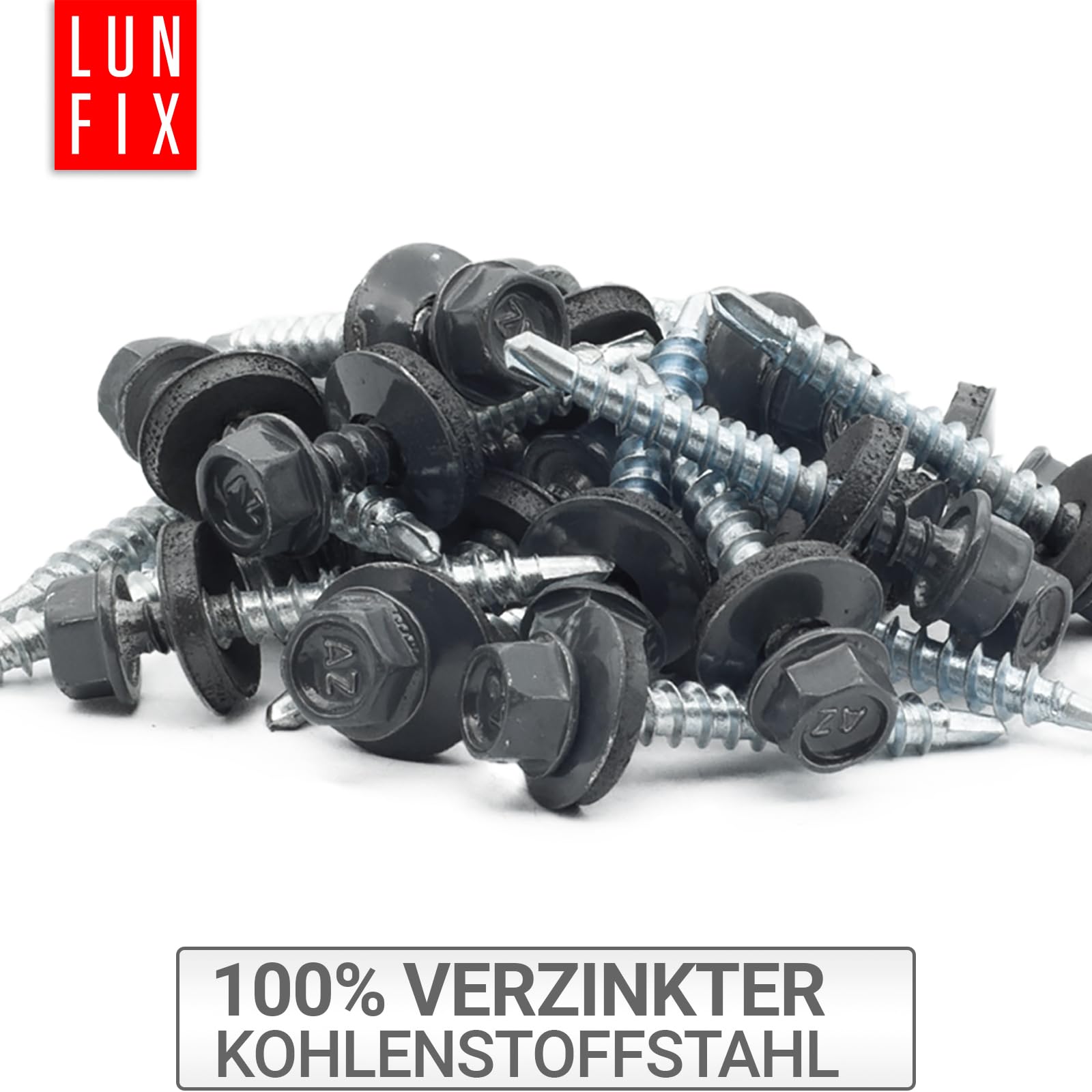 Viti Autofilettanti Per Lamiera 4.8x20 Mm Antracite - 250 Pezzi Con Guarnizione EPDM, Per Tetti