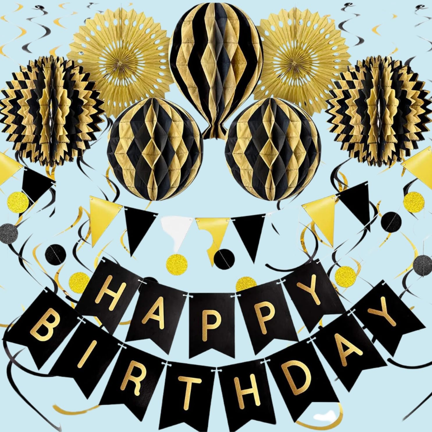 Fox & WillowBlack and Gold Party Decorations Set