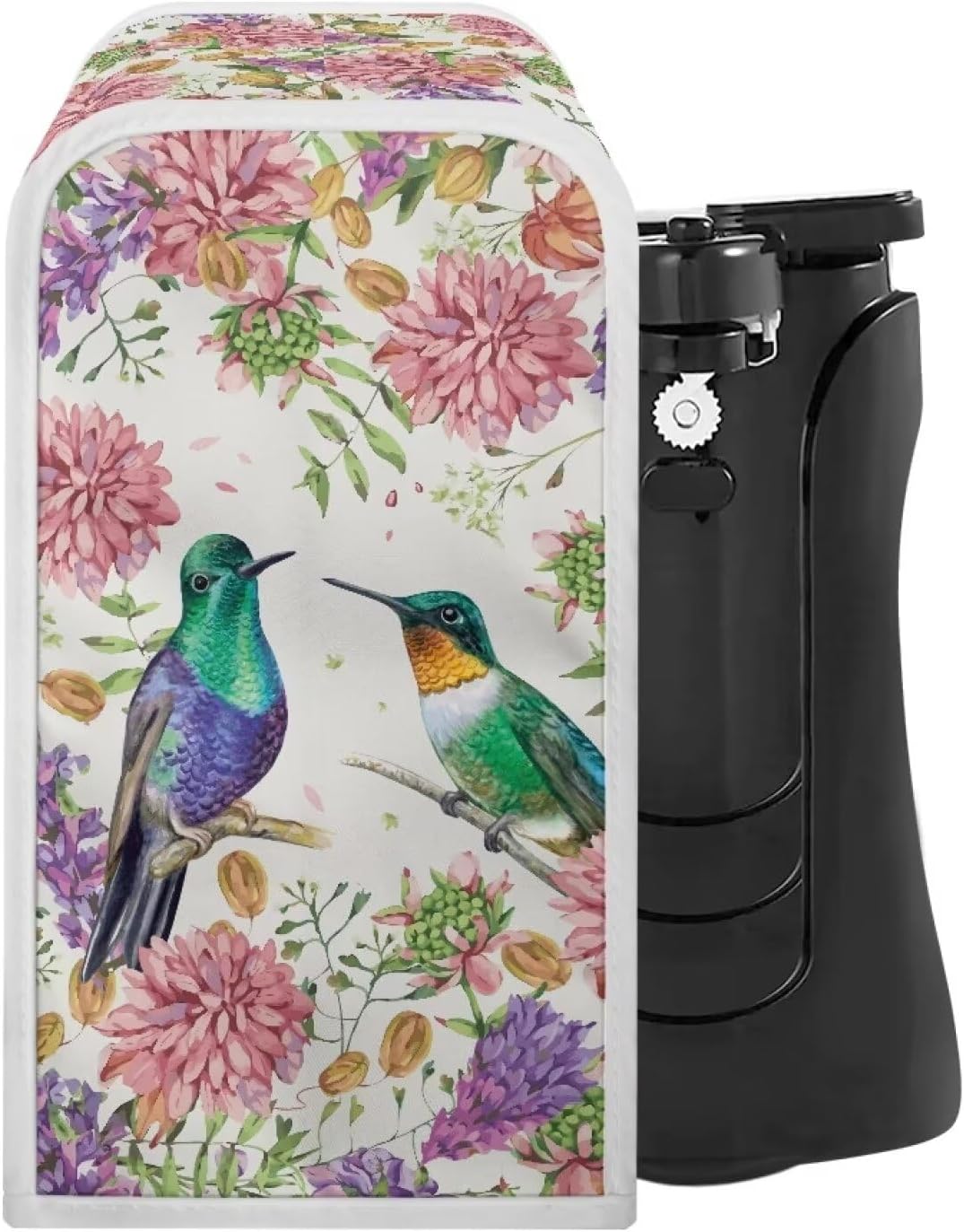 TODIYADDU Hummingbird Flower Can Opener Dust Cover Novelty Electric Can Opener Cover with Simple Organization Small Kitchen Appliance Covers for Women Dust Protection Stain Resistant Holiday Gifts