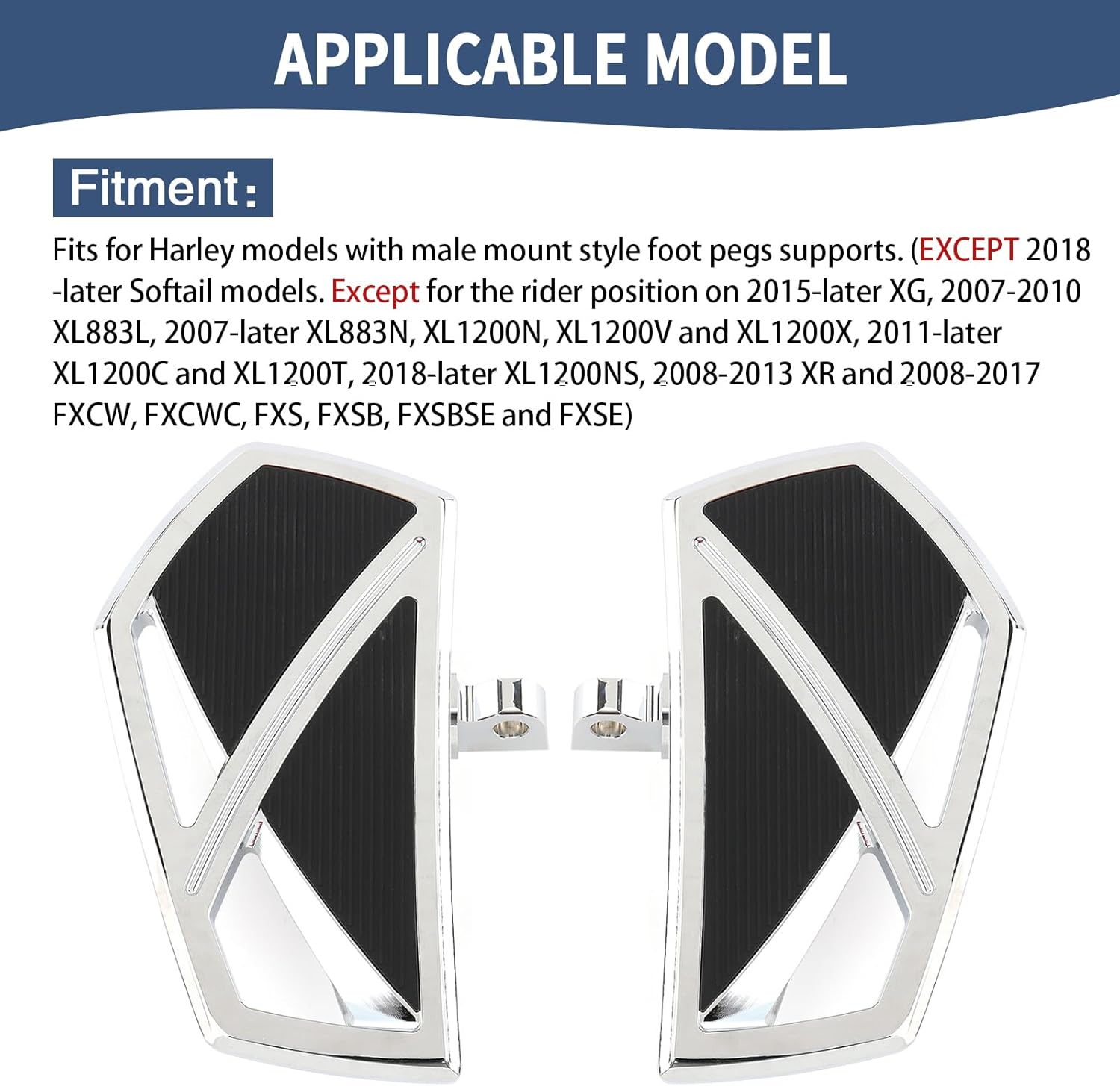 Motorcycle Mini Floorboards Phantom Foot Pegs Male Mount Style Footrests Fit for Harley Dyna Touring Road King Street Glide Road Glide Sportster 883 Softail Fat Boy Universal