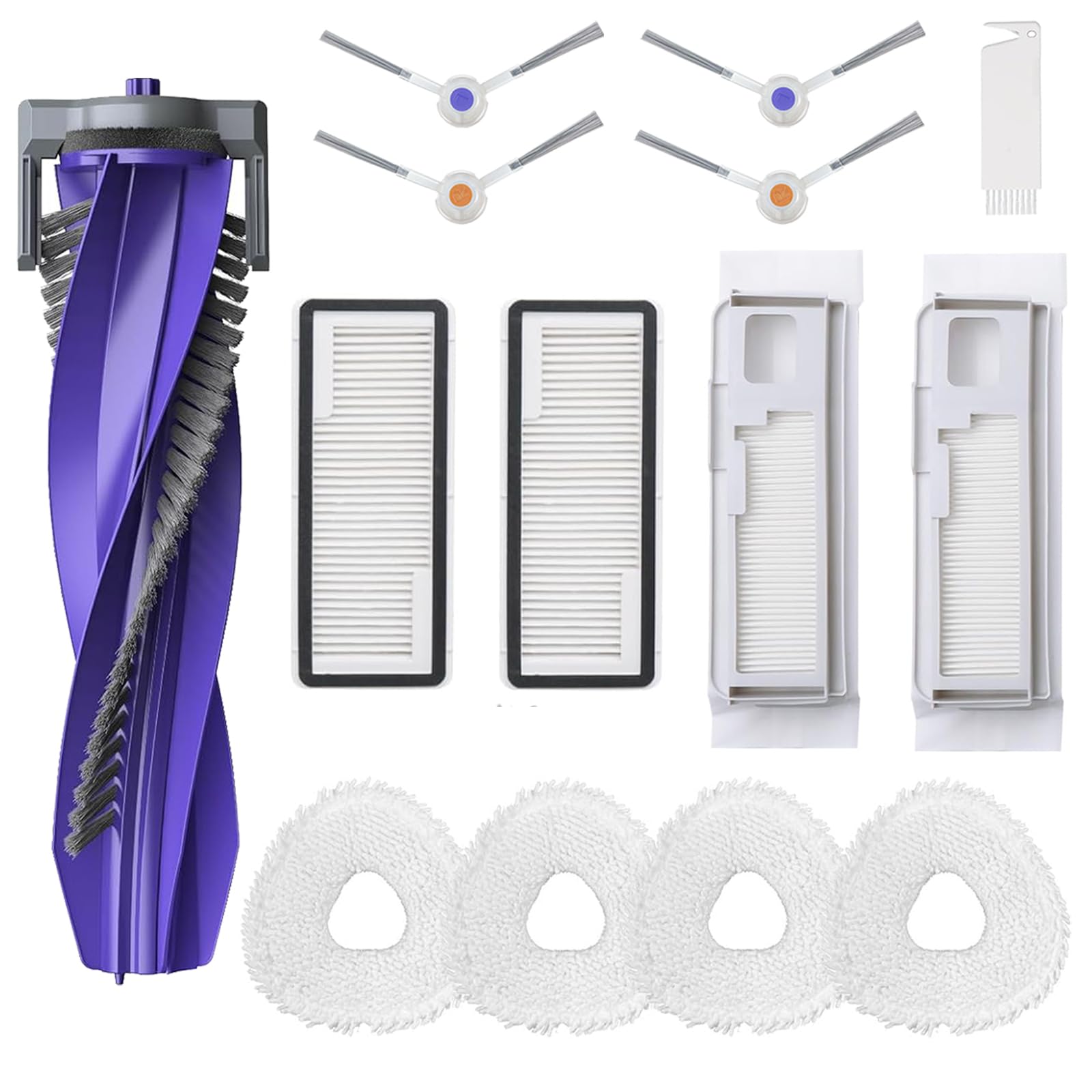 Accessories Replacement Part for Narwal Freo X Ultra Robot Vacuum Cleaner, 1 Main Brush, 2 Hepa Filter, 2 Dust Bag, 4 Mop Pad, 4 Side Brush, 1 Cleaning Brush