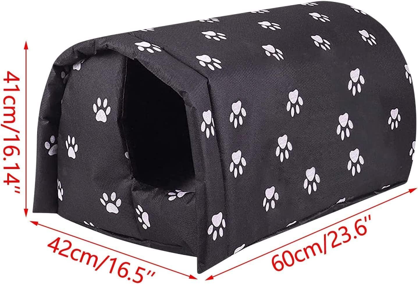 Outdoor Feral Cat House - Weatherproof Stray Cats Shelter, Foldable Thicken Warm Cat Tent Pet Cave for Winter, Outside Pet Nest for Feral Cat Dog Wild Animal (XL-16.5''x23.6''x16.1'', Black)