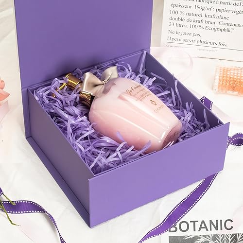 Miniatura 4 de CHARMGIFTBOX Cajas de regalo moradas de 7.4 x 7.0 x 3.2 pulgadas con tapas, caja de regalo magnética morada con tarjeta de cinta, pequeñas cajas