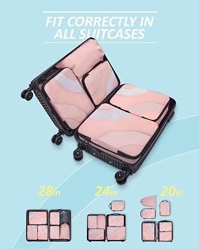 BAGSMART 6 Set Compression Packing Cubes, Travel Bag for Carry on Backpack