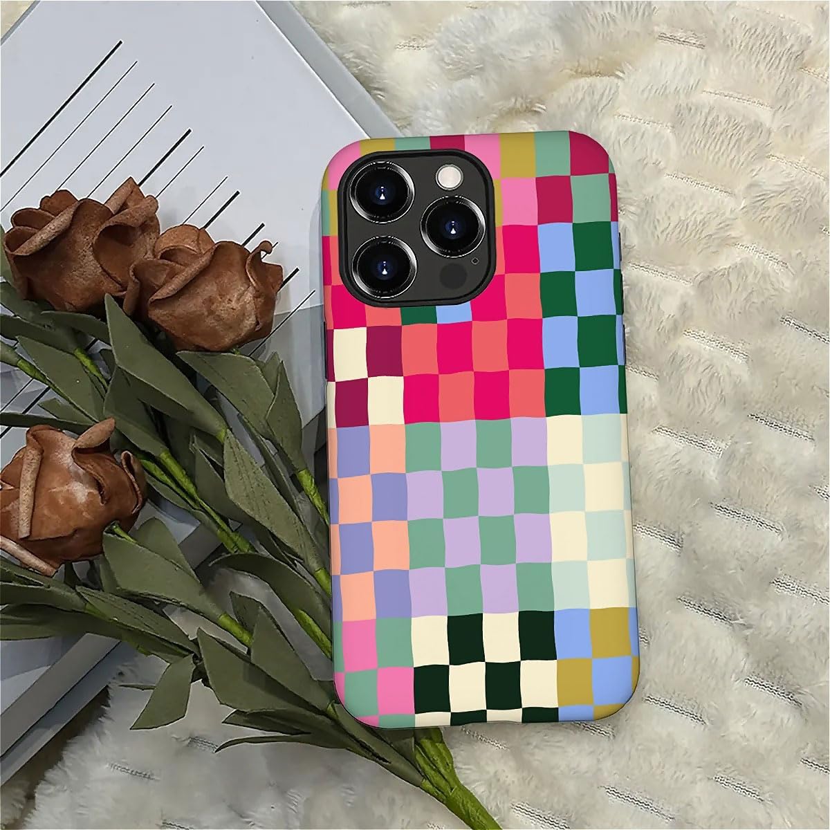 SEized Case Compatible with for iPhone 16 Pro,Colorful Checkerboard Phone Case for Girl Women Boy Men,Durable Protection Phone Case for iPhone 16 Pro - Image 5