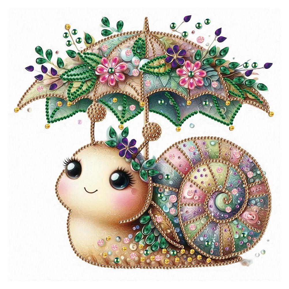 hill froeistung Special Shape Snail Diamond Art Painting Kits for Adults,Umbrella Diamond Art Kits for Beginners,Diamond Art Kits for Home Decor12×12inch/30×30cm Animals