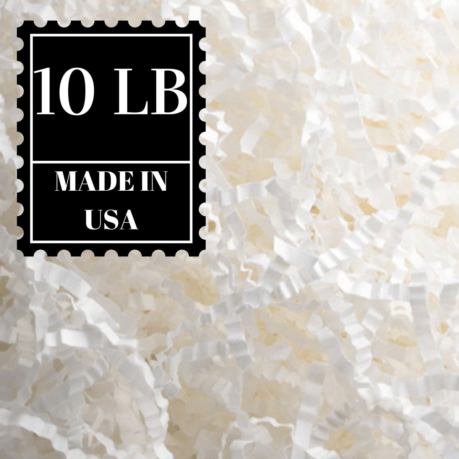 Mrs FizzMrs Fizz Crinkle Cut Paper Shred Filler for Packing and Filling Gift Baskets (10 LB) White